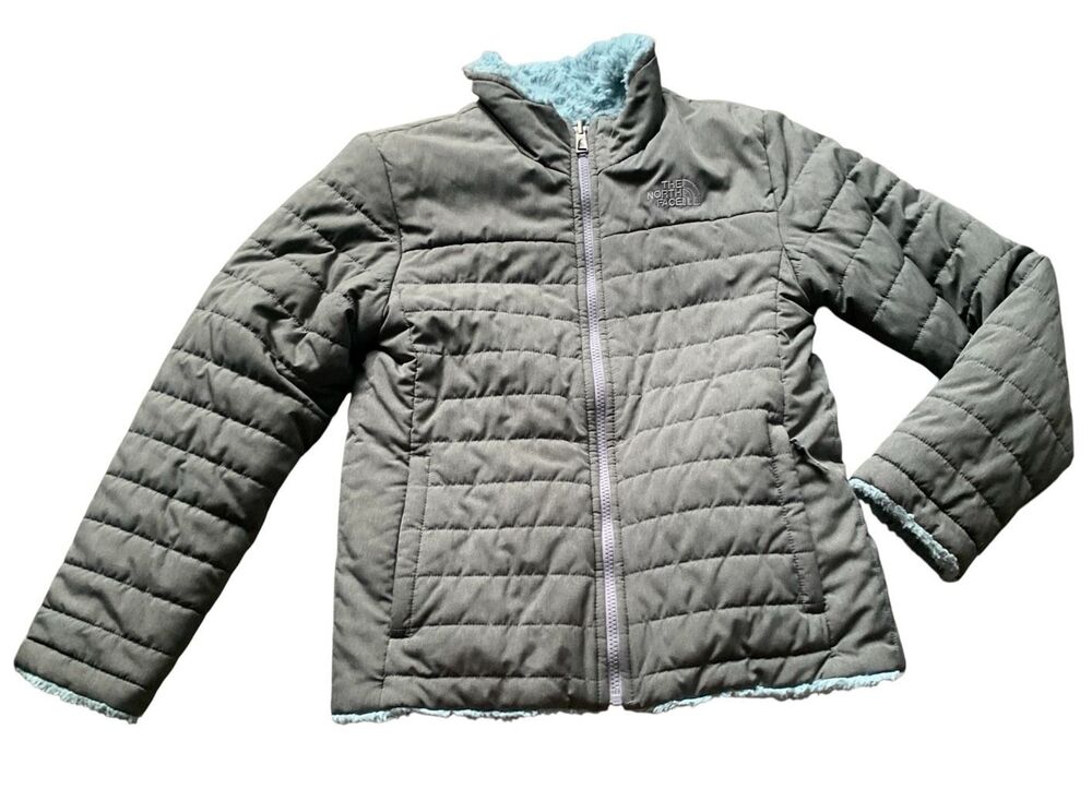 The North Face Reversible Mossbud gray green Coat Jacket girls L